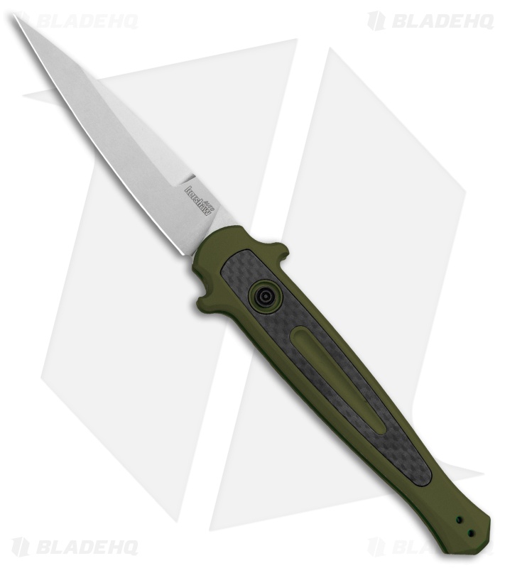 Kershaw Launch 8 Stiletto Automatic Knife Green/CF (3.5" Stonewash) 