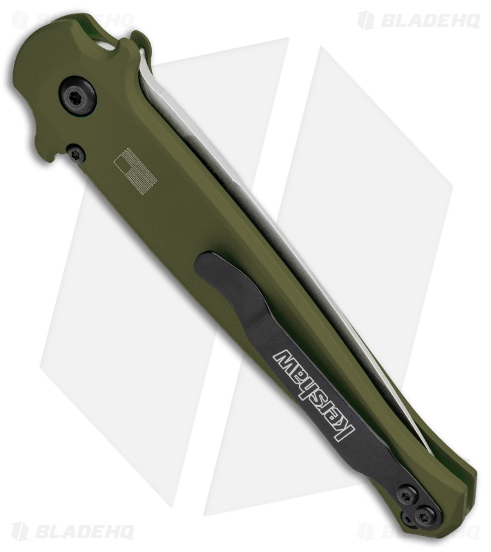Kershaw Launch 8 Stiletto Automatic Knife Green/CF (3.5" Stonewash) 