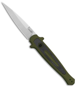 Kershaw Launch 8 Stiletto Automatic Knife Green/CF (3.5" Stonewash) 