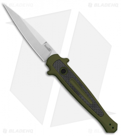Kershaw Launch 8 Stiletto Automatic Knife Green/CF (3.5" Stonewash) 