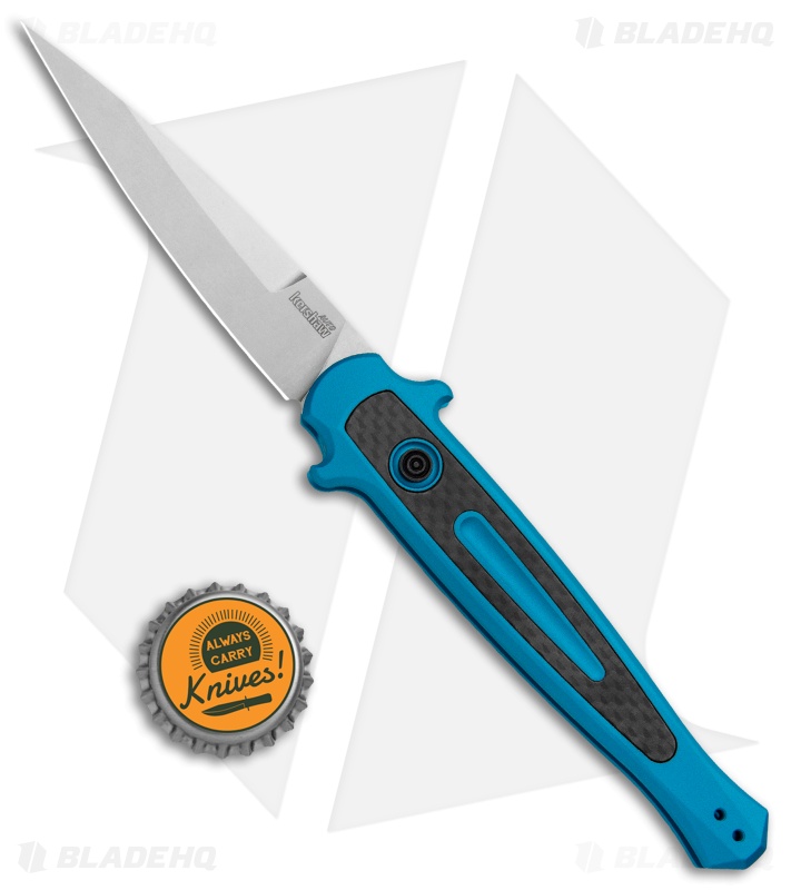 Kershaw Launch 8 Stiletto Automatic Knife Teal/CF (3.5" Stonewash) 