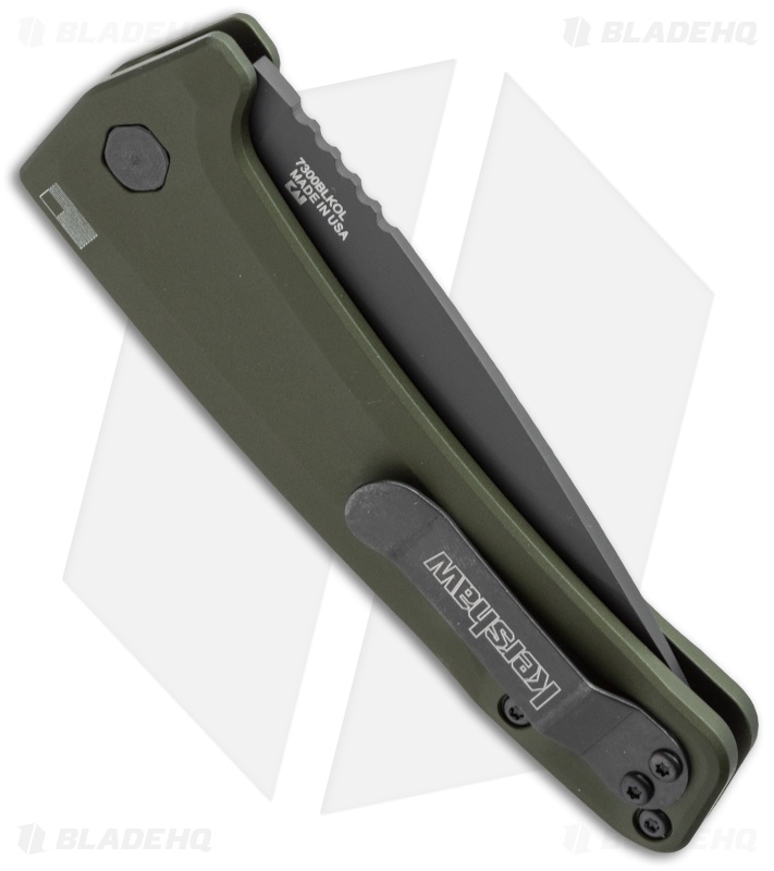 Kershaw Launch 3 Automatic Knife OD Green Aluminum (3.4" Black) 7300BLKOL