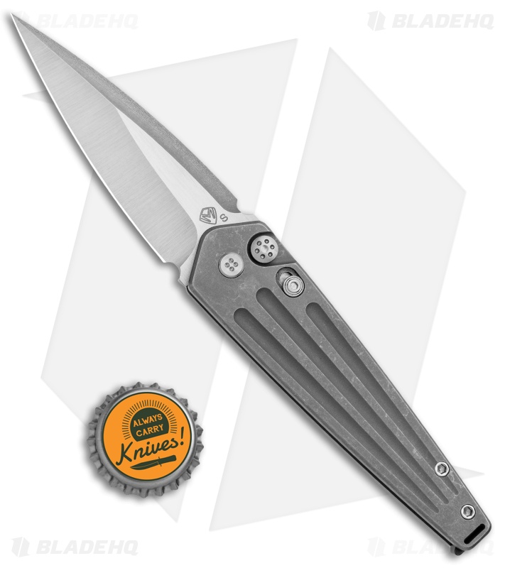 Medford Nosferatu Auto Knife Tumbled Titanium - Blade HQ