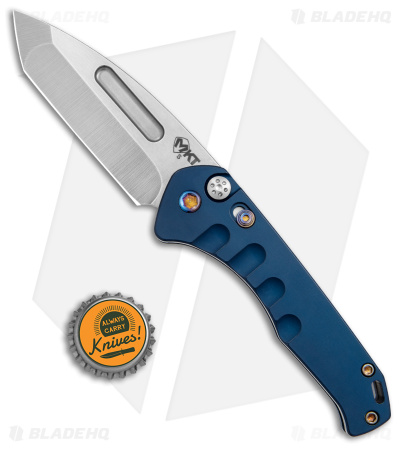 Medford Praetorian Swift Automatic Tanto Blue w/ Flamed Hardware (3.3" Tumbled)