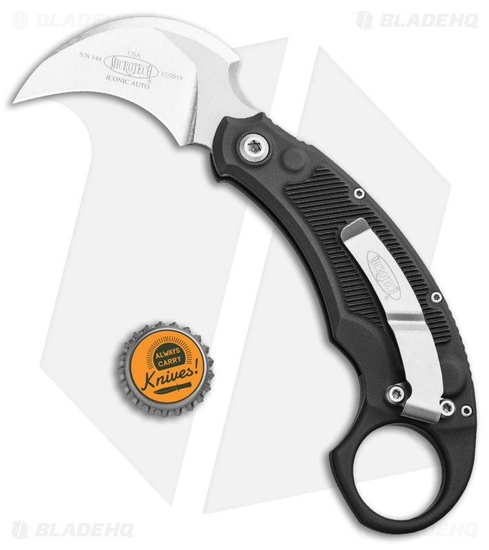 Microtech Bastinelli Iconic Auto Karambit Knife (2.125" Stonewash)