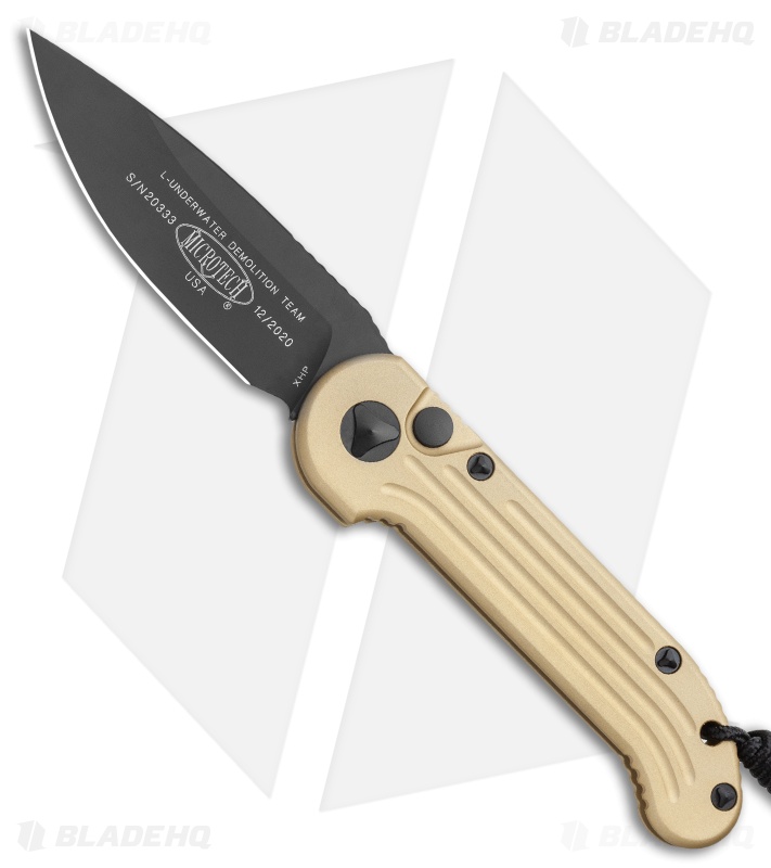 Microtech LUDT Automatic Knife Champagne Gold (3.4" Black)