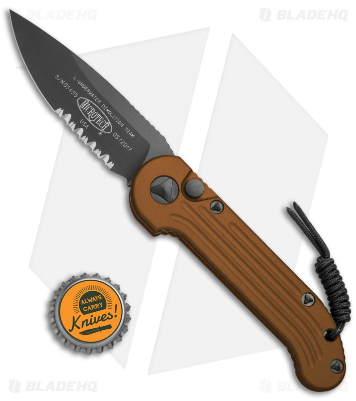 Microtech LUDT Automatic Knife Tan (3.4" Black Serr) 135-2TA
