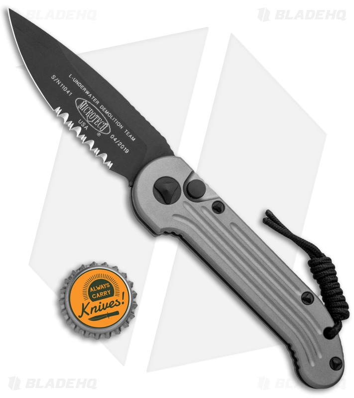 Microtech LUDT Gray Automatic Knife (3.4" Black Serr) 135-2GY
