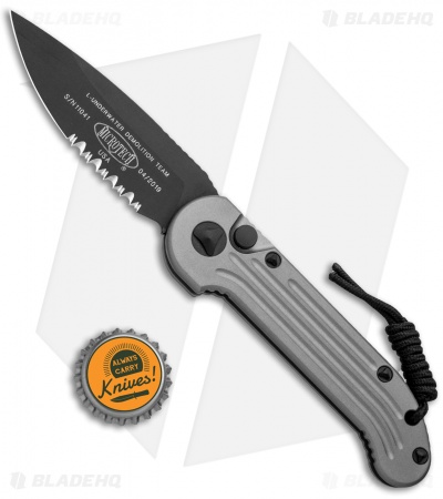 Microtech LUDT Gray Automatic Knife (3.4" Black Serr) 135-2GY