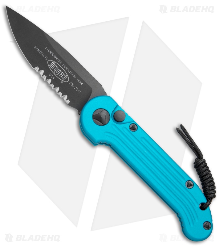 Microtech LUDT Automatic Knife Turquoise (3.4" Black Serr) 135-2TQ