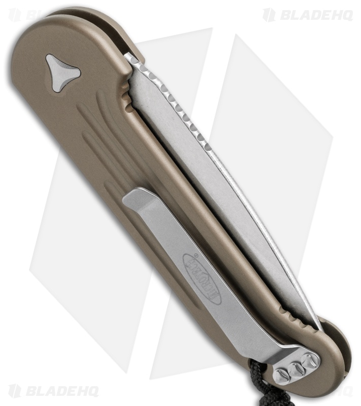 Microtech LUDT Automatic Knife Tan (3.4" Stonewash Serr) 135-11TA