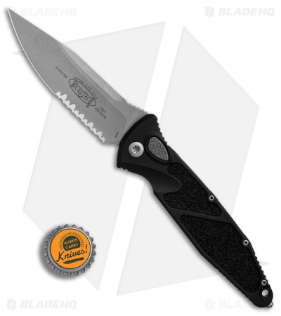 Microtech Socom Elite Automatic Knife Black (4" Apocalyptic Serr) 160A-11AP
