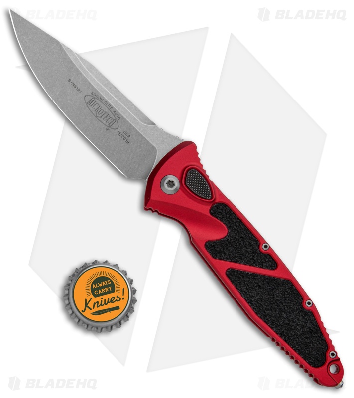 Microtech Socom Elite S/E Automatic Knife Red (4" Stonewash) 160A-10RD