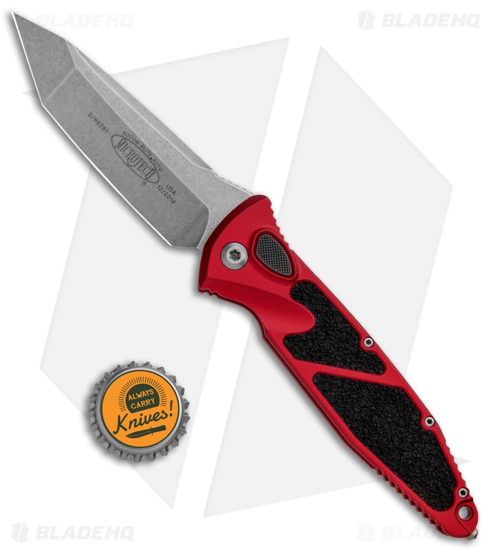 Microtech Socom Elite T/E Automatic Knife Red (4" Stonewash) 161A-10RD