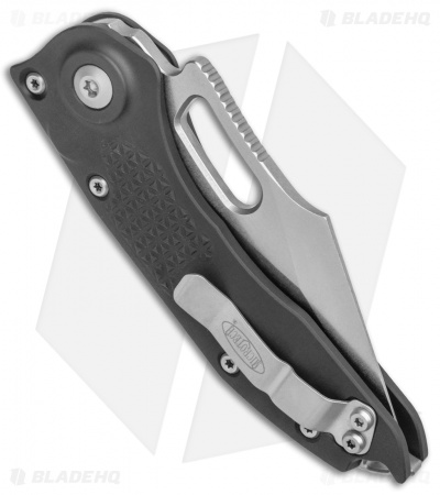 Microtech Stitch Automatic Knife Black (3.75" Stonewash Full Serr) 169-12