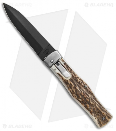 Mikov 241 Predator Leverlock Automatic Knife Stag (3.75" Black)