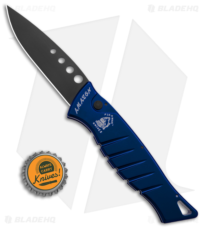 Piranha Amazon Automatic Knife Blue Tactical (3.45" Black)