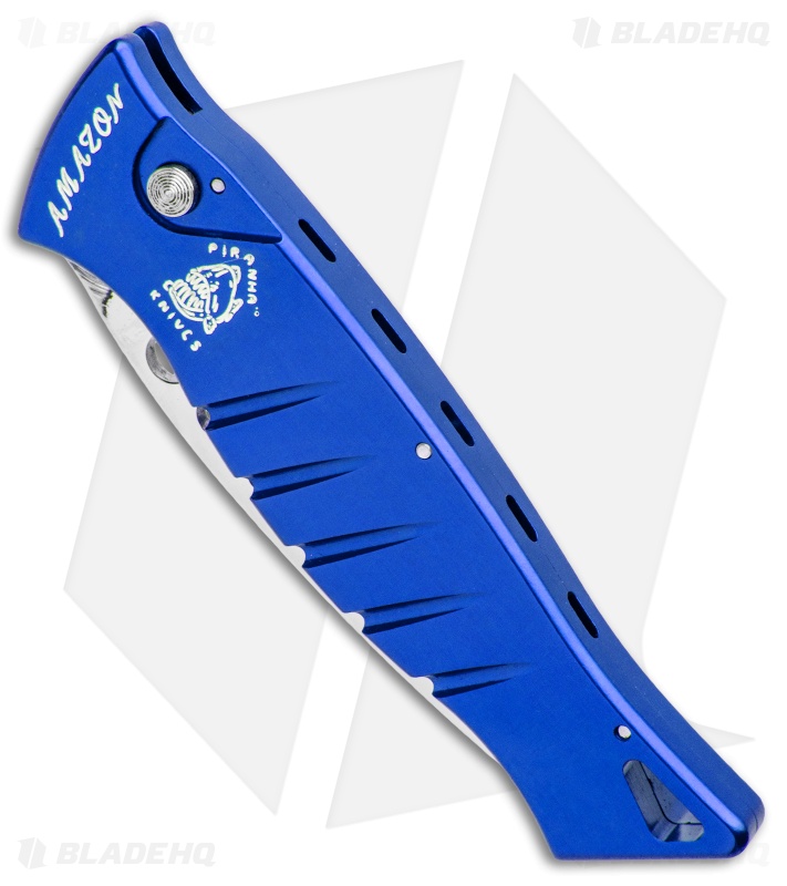 Piranha Amazon Automatic Knife Blue (3.45" Mirror Serr)
