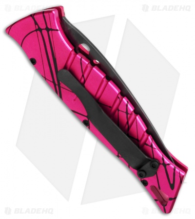 Piranha Amazon Automatic Knife Hot Pink Aluminum (3.45" Black Serr)