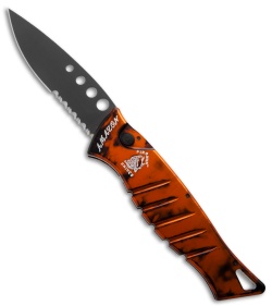 Piranha Amazon Automatic Knife Burnt Orange Tactical (3.45" Black Serr)