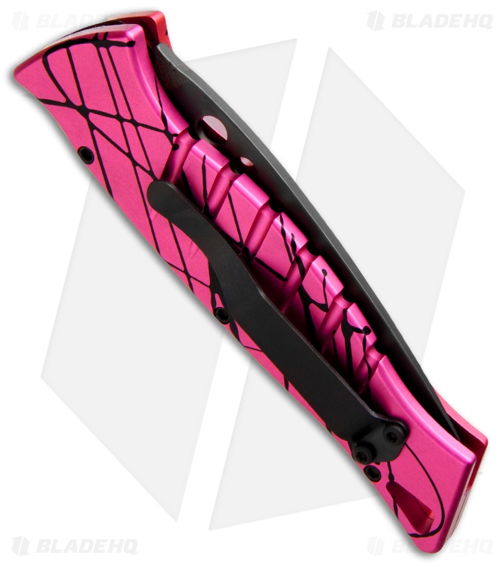 Piranha Amazon Automatic Knife Hot Pink/Black Aluminum (3.5" Black)