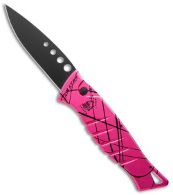 Piranha Amazon Automatic Knife Hot Pink/Black Aluminum (3.5" Black)