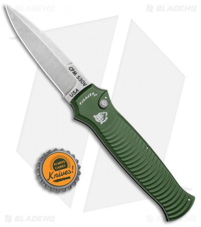 Piranha Bodyguard Automatic Knife Green (3.3" Stonewash)
