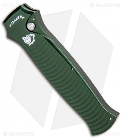 Piranha Bodyguard Automatic Knife Green (3.3" Stonewash Serr)