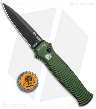 Piranha Bodyguard Automatic Knife Green Tactical (3.3" Black Plain)
