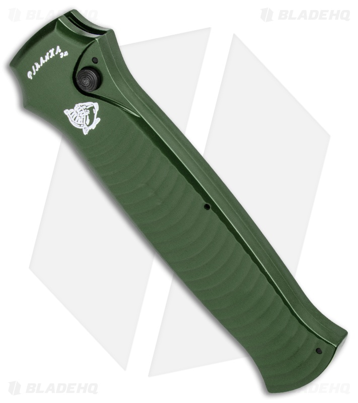 Piranha Bodyguard Automatic Knife Green Tactical (3.3" Black Plain)