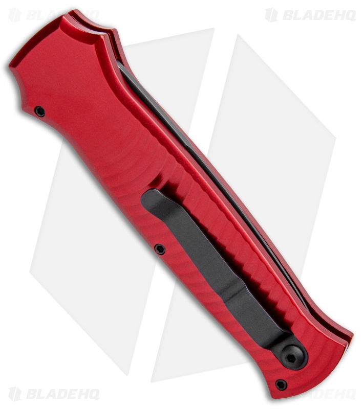 Piranha Bodyguard Automatic Knife Red Tactical (3.3" Black Serr)