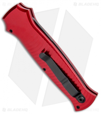 Piranha Bodyguard Automatic Knife Red Tactical (3.3" Black Serr)