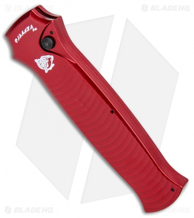 Piranha Bodyguard Automatic Knife Red Tactical (3.3" Black Serr)