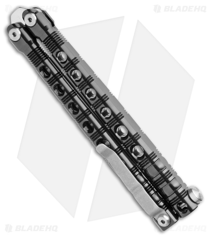 Piranha Swinger Balisong Butterfly Knife Black Aluminum (4.75" Mirror)