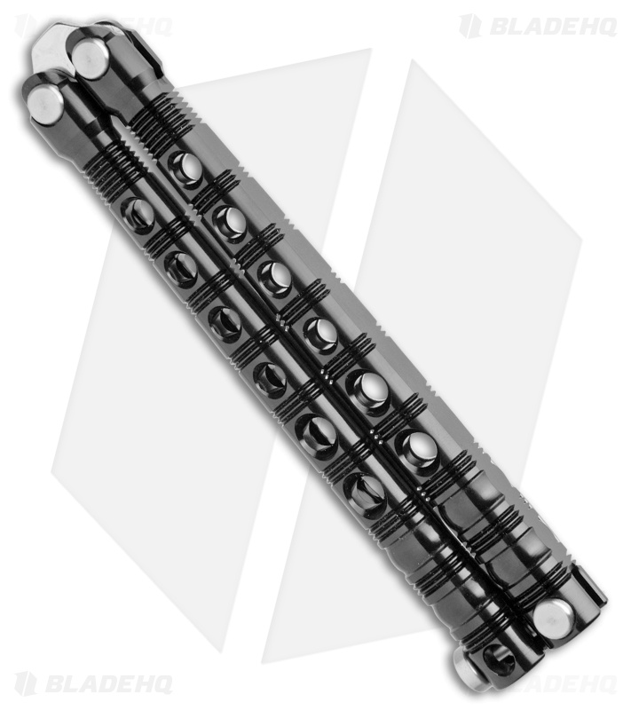 Piranha Swinger Balisong Butterfly Knife Black Aluminum (4.75" Mirror)