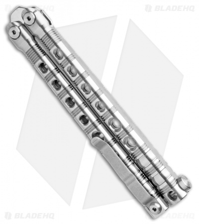 Piranha Swinger Balisong Butterfly Knife Satin Titanium (4.75" Mirror)