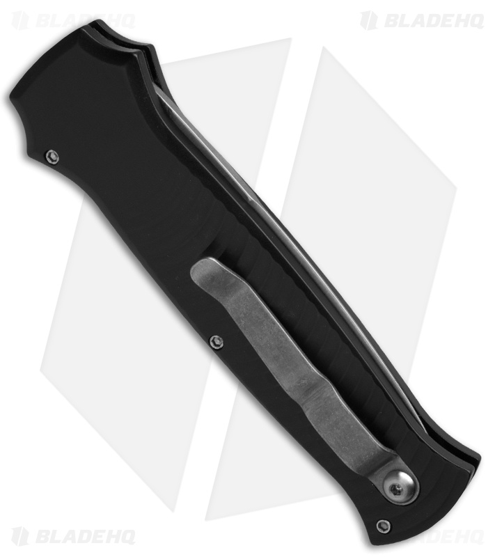 Piranha Bodyguard Automatic Knife Black (3.3" Stonewash Serr)