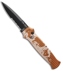 Piranha Bodyguard Automatic Knife Desert Camo (3.3" Black Serr)