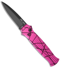 Piranha Bodyguard Automatic Knife Hot Pink w/ Black Vein Al (3.3" Black)