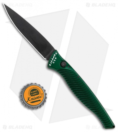 Piranha DNA Automatic Tactical Knife Green Aluminum (3.25" Black)