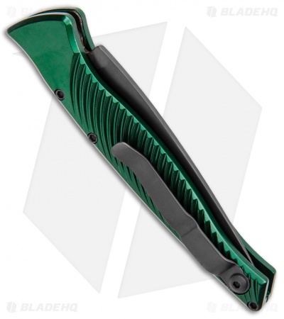 Piranha DNA Automatic Tactical Knife Green Aluminum (3.25" Black)