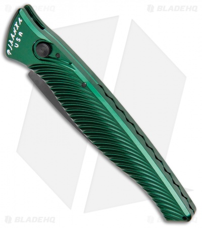 Piranha DNA Automatic Tactical Knife Green Aluminum (3.25" Black)