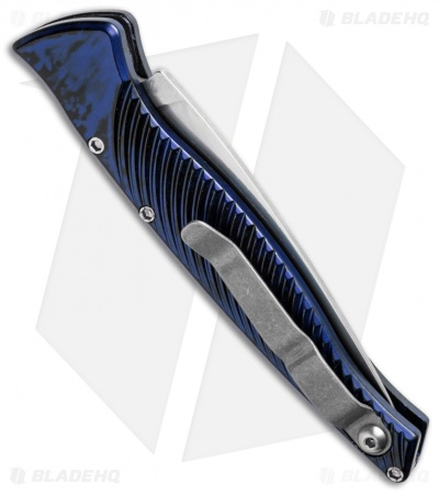 Piranha DNA Automatic Knife Blue Marble (3.25" Mirror Serr)