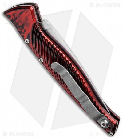 Piranha DNA Automatic Knife Red Marble (3.25" Mirror Serr)