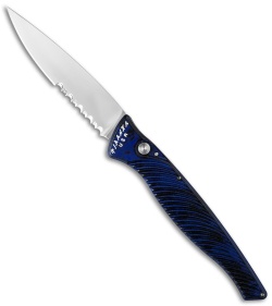 Piranha DNA Automatic Knife Blue Marble (3.25" Mirror Serr)