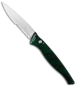 Piranha DNA Automatic Knife Green Marble (3.25" Mirror Serr)