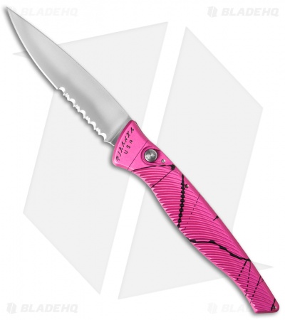 Piranha DNA Automatic Knife Pink Vein (3.25" Mirror Serr)