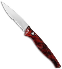 Piranha DNA Automatic Knife Red Marble (3.25" Mirror Serr)