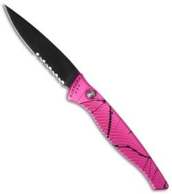 Piranha DNA Automatic Knife Pink Vein Tactical (3.25" Black Serr)