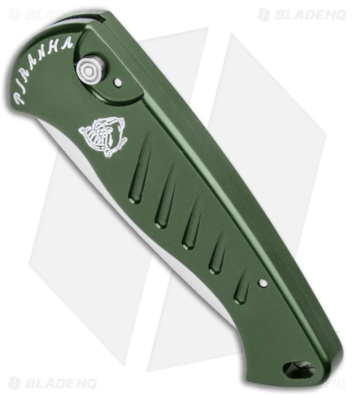 Piranha Fingerling Green Automatic Knife (2.5" Mirror Plain)